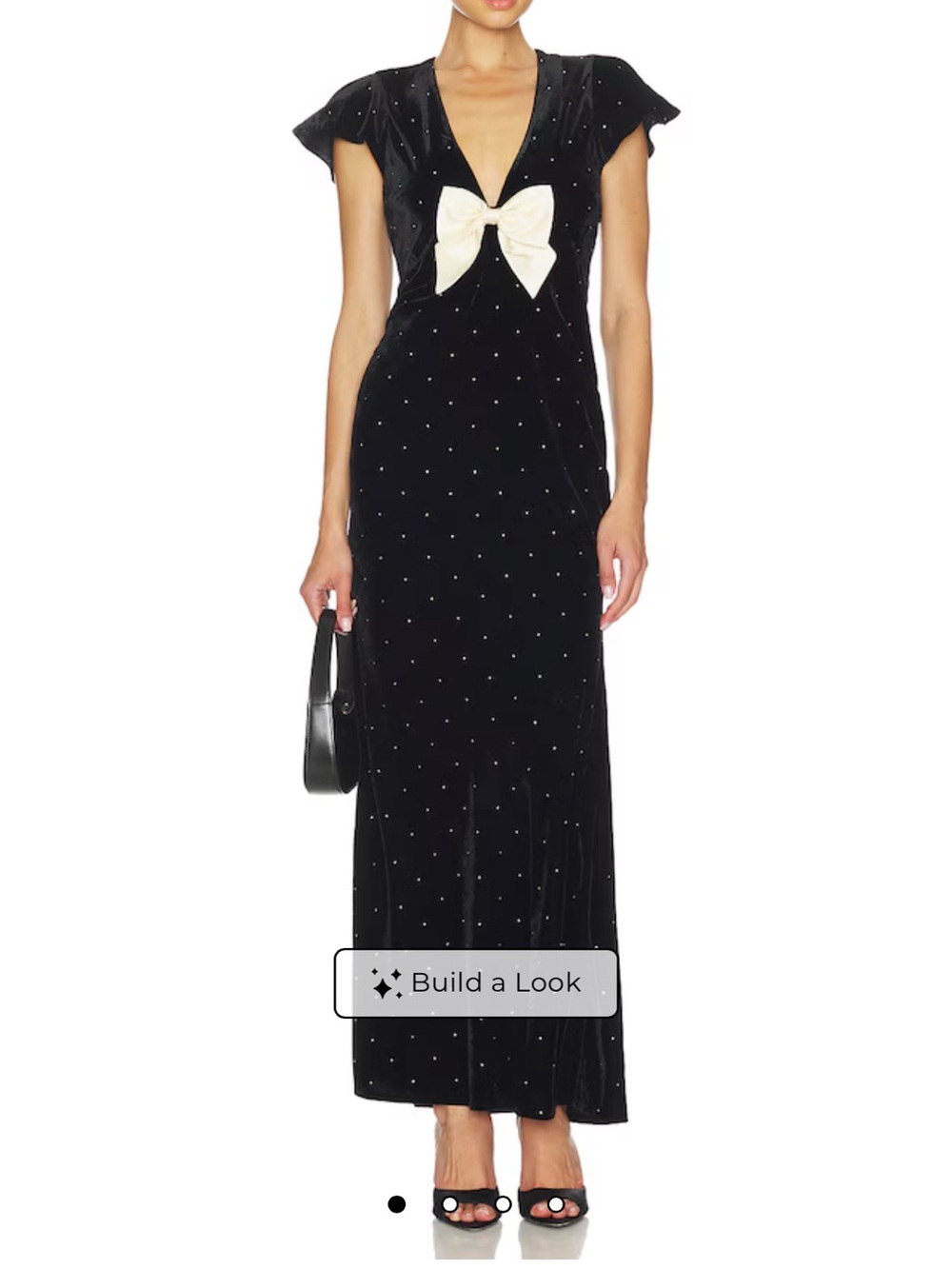 REVOLVE 🖤 Elegant Black Velvet Maxi Dress with Ivory Bow